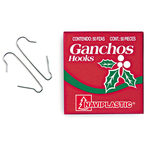 CAJA DE GANCHOS C/50 PZAS PLATA NAVIPLASTIC