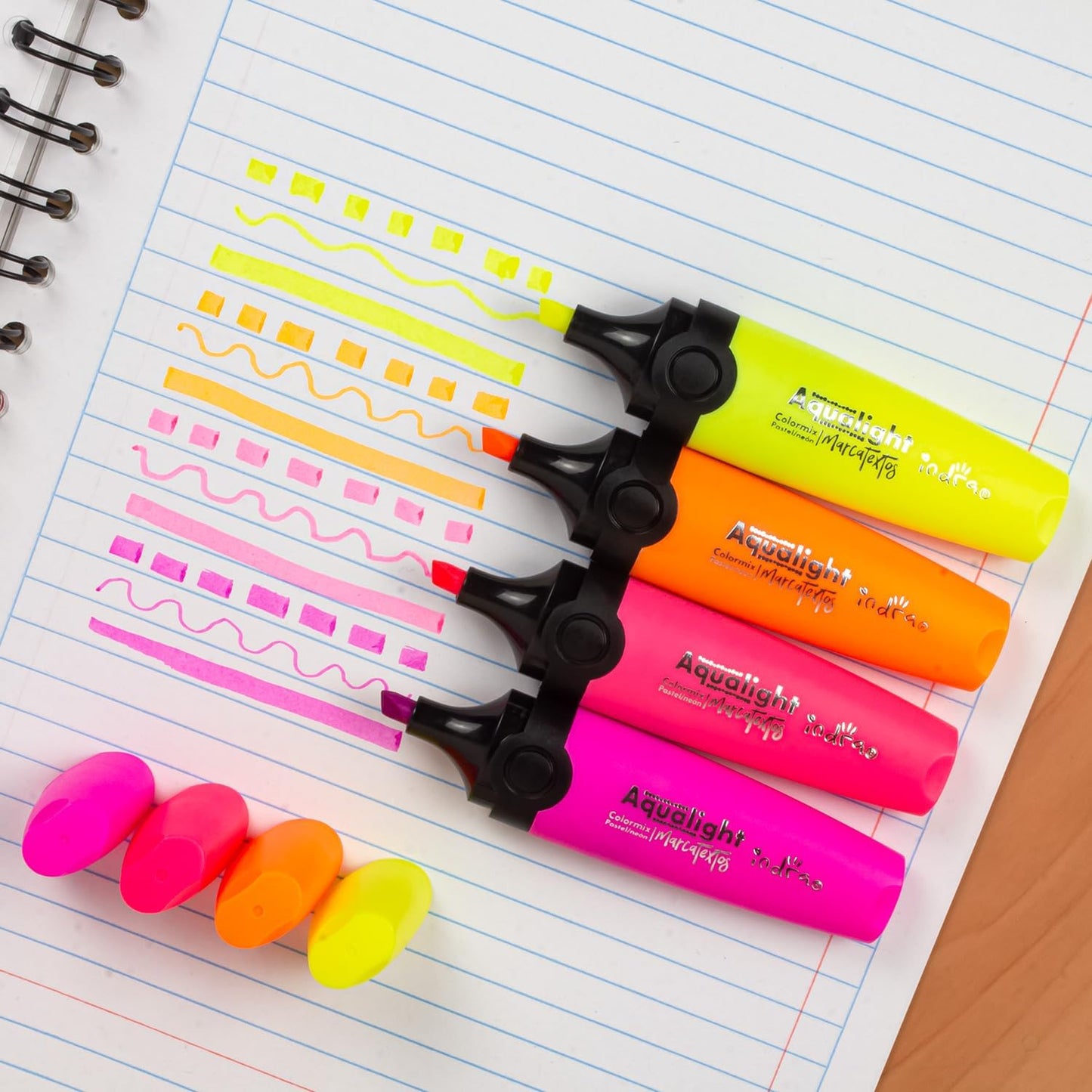 Marcatextos Resaltadores Pastel Neon 12pzs Indra Aqualight IND-0629