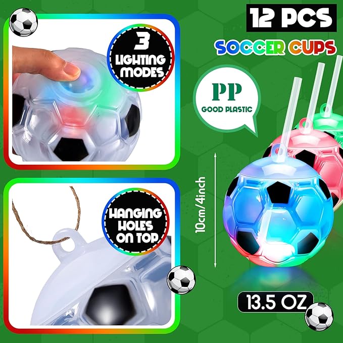 VASO BALON DE FUTBOL C/LUZ Y POPOTE GM415-4H-76