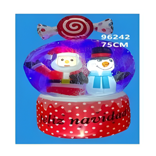 FIG DECO INFLABLE ESFERA SANTA Y MUÑECO DE NIEVE 75CM JL96242