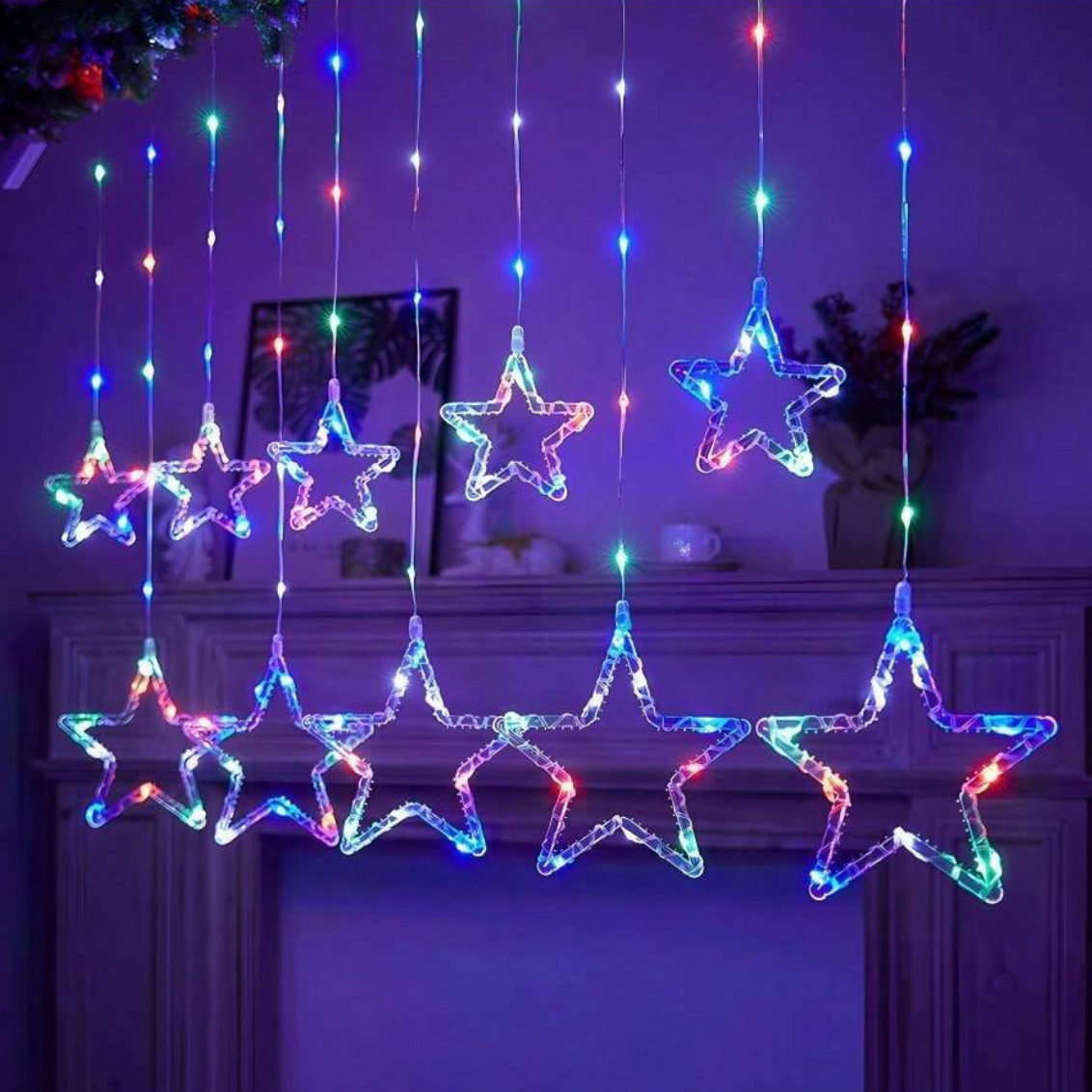 108L CORTINA CON ESTRELLA CRISTAL LED'S MAGICA