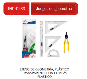 JUEGO DE GEOMETRIA 5PZAS IND-0533
