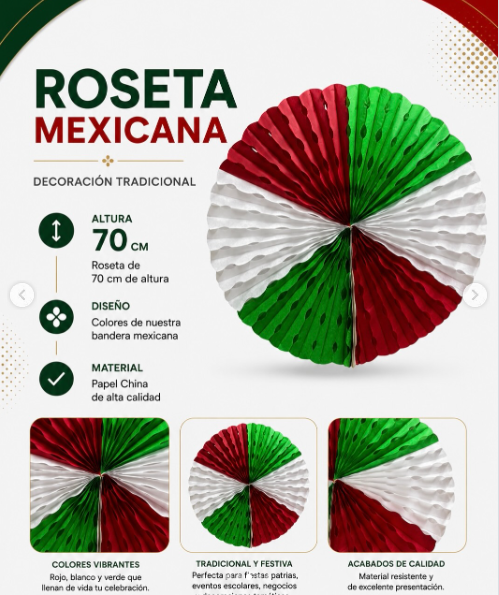 ROSETA TRICOLOR FIESTAS PATRIAS