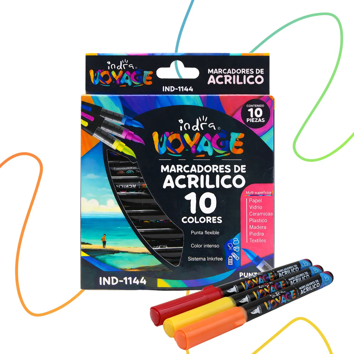MARCADORES DE ACRILICO 10 PZAS IND-1144