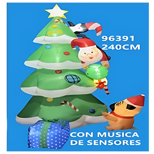 FIG DECO INFLABLE DE ARBOL C/MUSICA DE SENSORES 240CM JL96391