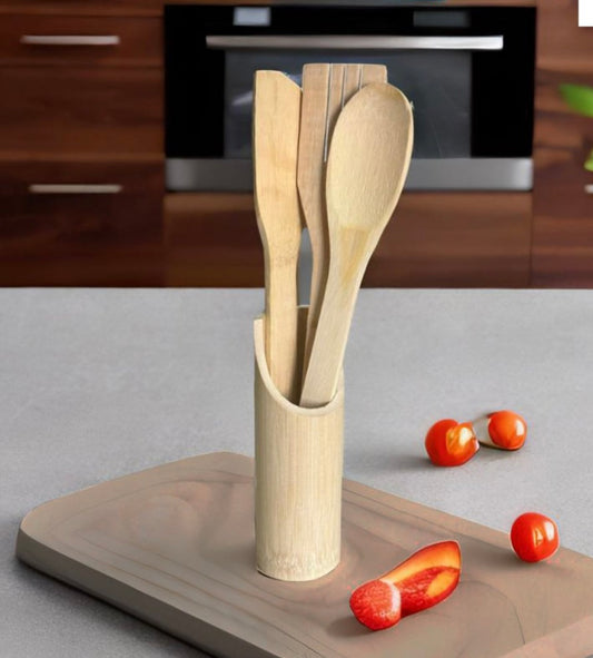 KIT DE PALA DE BAMBU 4PZAS + BASE E4169