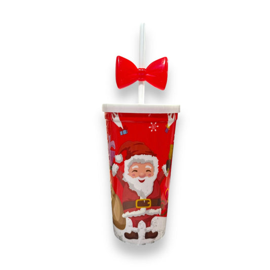 VASO NAVIDAD C/TAPA Y POPOTE GZ-8425