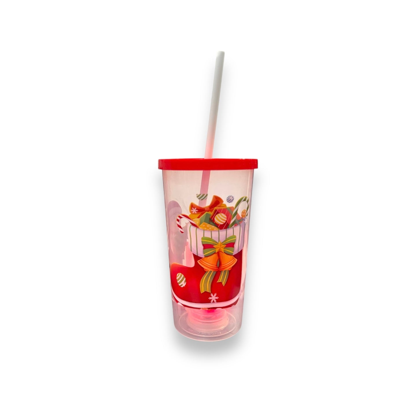 VASO NAVIDAD C/LUZ TAPA Y POPOTE GZ-8430