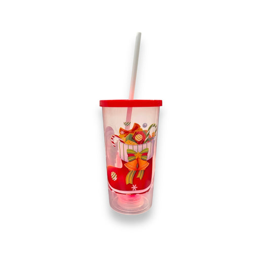 VASO NAVIDAD C/LUZ TAPA Y POPOTE GZ-8430
