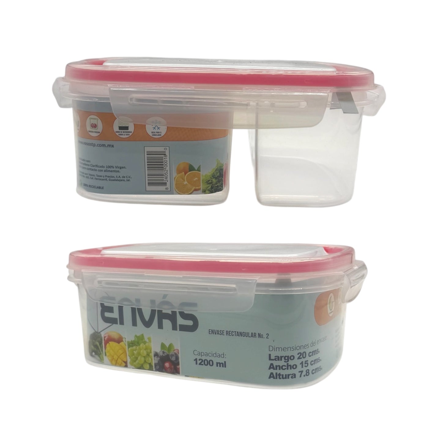 HERMETICO RECTANGULAR C/DIV 600/400 ML VTP