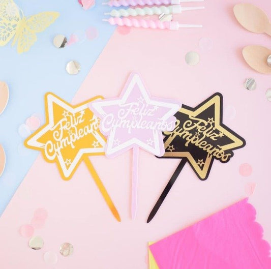 CAKE TOPPER FELIZ CUMPLEAÑOS ESTRELLA GZ-3517