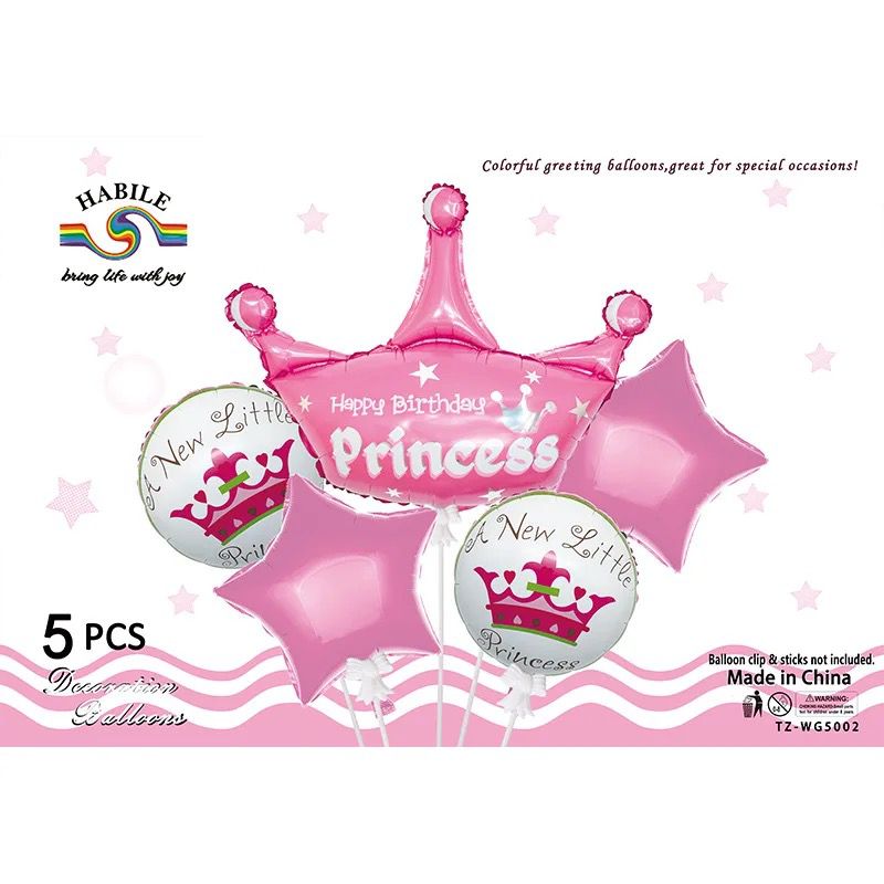 GLOBOS HAPPY BIRTHDAY PRINCESS 5 PZAS EB-501