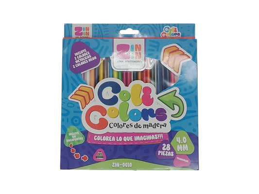 COLORES COLI C/SACAPUNTAS 28PZAS ZIN-0010