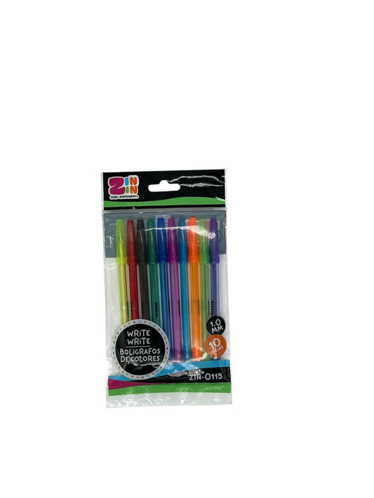 BOLIGRAFO COLORES 1.0MM 10 PZAS ZIN-0115