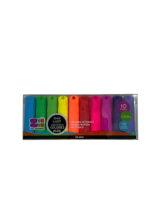 MARCATEXTOS COLORES MINI 10PZAS ZIN-0056