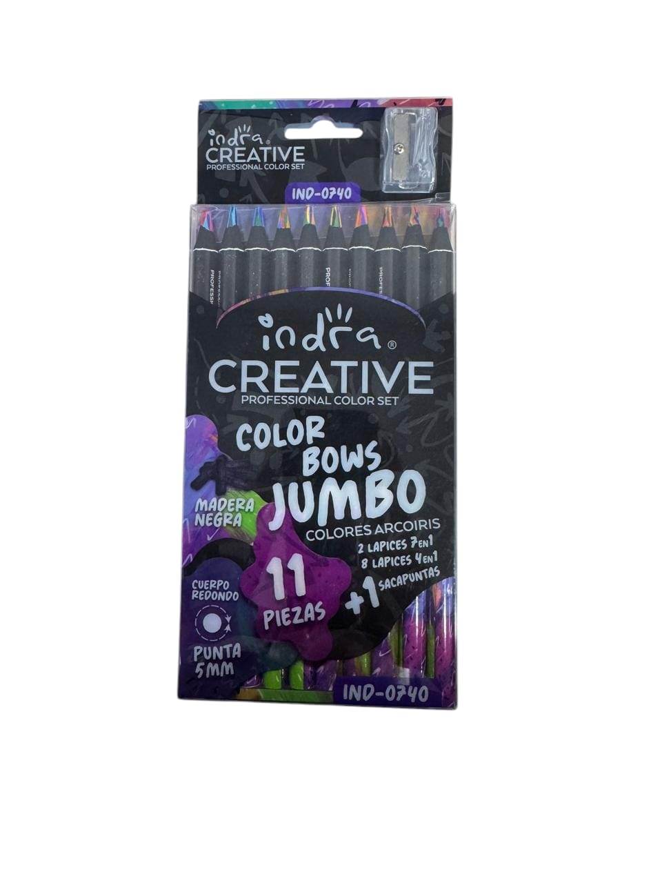COLORES BOWS JUMBO + SACAPUNTAS 11 PZAS IND-0740