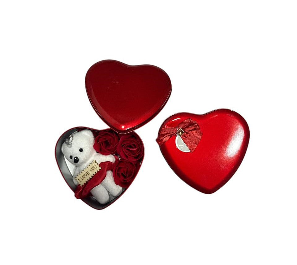 CORAZON METALIZADO CON OSO Y ROSAS RM1225-1A-16