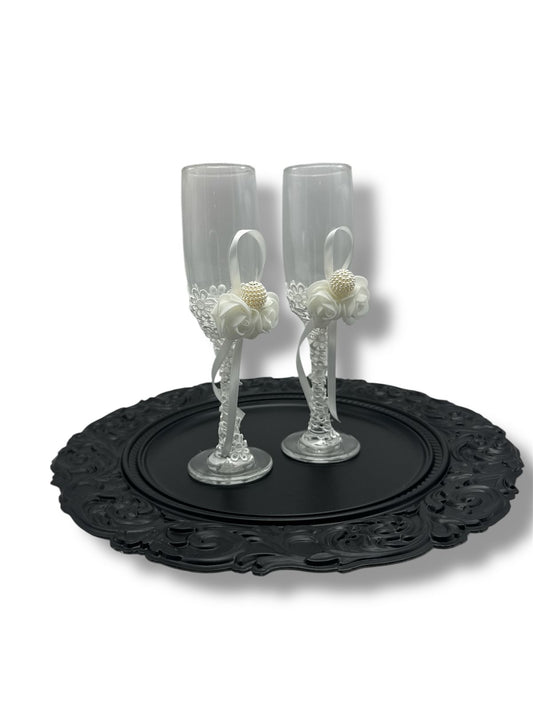 JUEGO DE COPAS Y CUCHILLOS PARA BODA 4PZAS GZ-9685