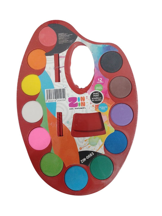 ACUARELA EN PALETA 12 COLORES ZIN-0083