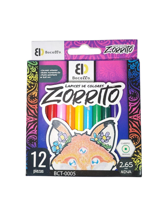 LAPICES DE COLORES MINI ZORRITO 12 PZAS BCT-0005