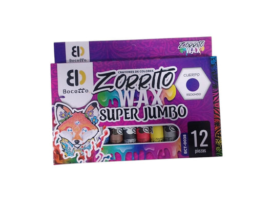 CRAYONES DE COLORES ZORRITO SUPER JUMBO 12 PZAS BCT-0038