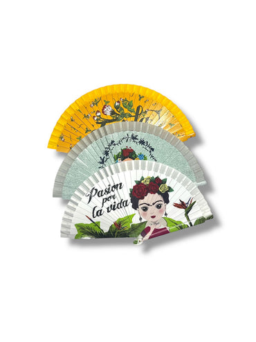 ABANICO DE MADERA TEMATICA FRIDA KAHLO SE-28 AL SE-42/SZ-28/SZ-30