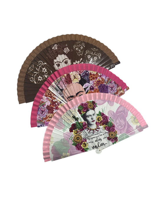 ABANICO DE MADERA TEMATICA FRIDA KAHLO SE-28 AL SE-42/SZ-28/SZ-30