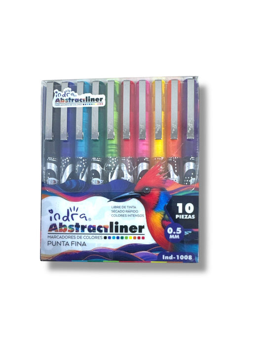 PLUMAS PUNTA FINA 0.5MM 10 PZAS IND-1008