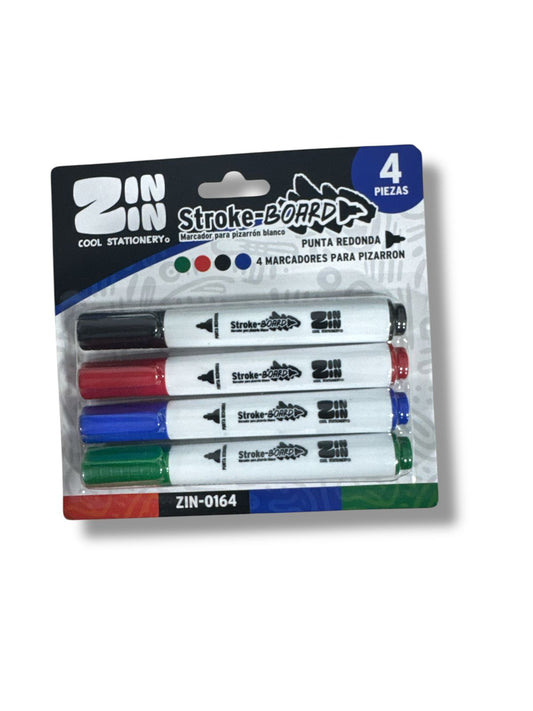 MARCADOR P/PIZARRON 4 PZAS ZIN-0164