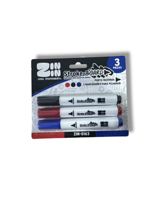 MARCADOR P/PIZARRON 3 PZAS ZIN-0163