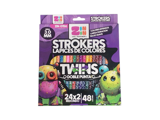 LAPICES DE COLORES STROKERS DOBLE PUNTA 24x2 PZAS ZIN-0156