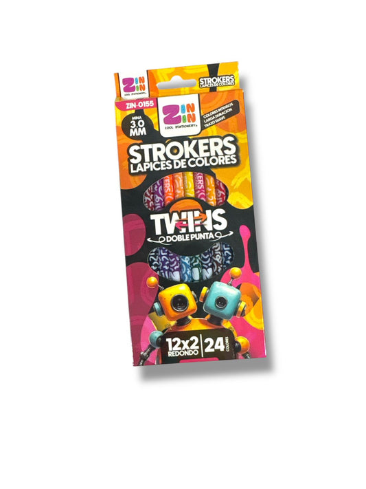 LAPICES DE COLORES STROKERS DOBLE PUNTA 12x2 PZAS ZIN-0155
