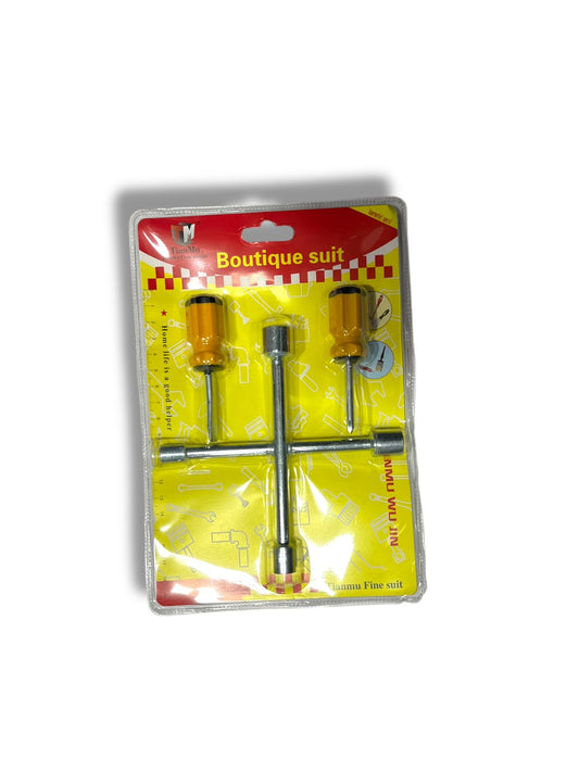 SET DE DESARMADORES Y UNA LLAVE DE CRUZ GM322-12G-5