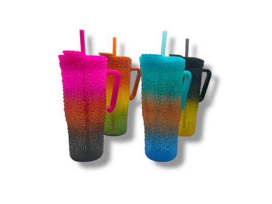 VASO PERLA BICOLOR CON ASA Y POPOTE GM674-3H-22