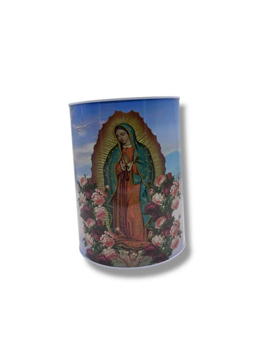 ALCANCIA LATA CON IMAGEN DE LA VIRGEN DE GUADALUPE