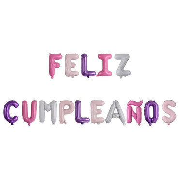 LETRERO DE GLOBOS FELIZ CUMPLEAÑOS GLO