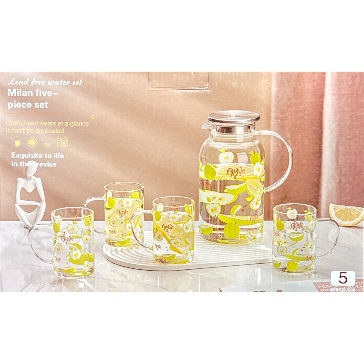 SET JARRA Y 4 VASOS DE CRISTAL GM1296-2A-66
