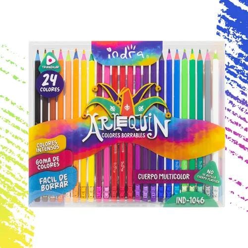 LAPIZ COLORES BORRABLES ARLEQUIN 24 PZAS IND-1046