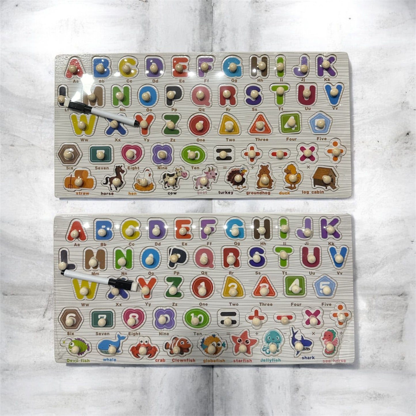 TABLERO DE ENCAJE PIZARRON-NUMEROS-LETRAS-SIGNOS-INSECTOS GM1326-1E-15