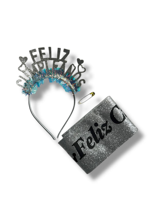 DIADEMA Y BANDA FELIZ CUMPLEAÑOS GZ-10833