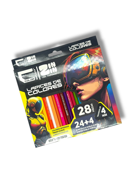 LAPICES DE COLORES TRIANGULAR 4MM 24+4 PZAS ZIN-0159