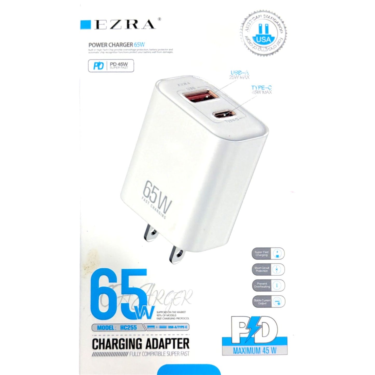 ADAPTADOR DE CORRIENTE Y CARGADOR USB-C 65W GM1223-4A-17