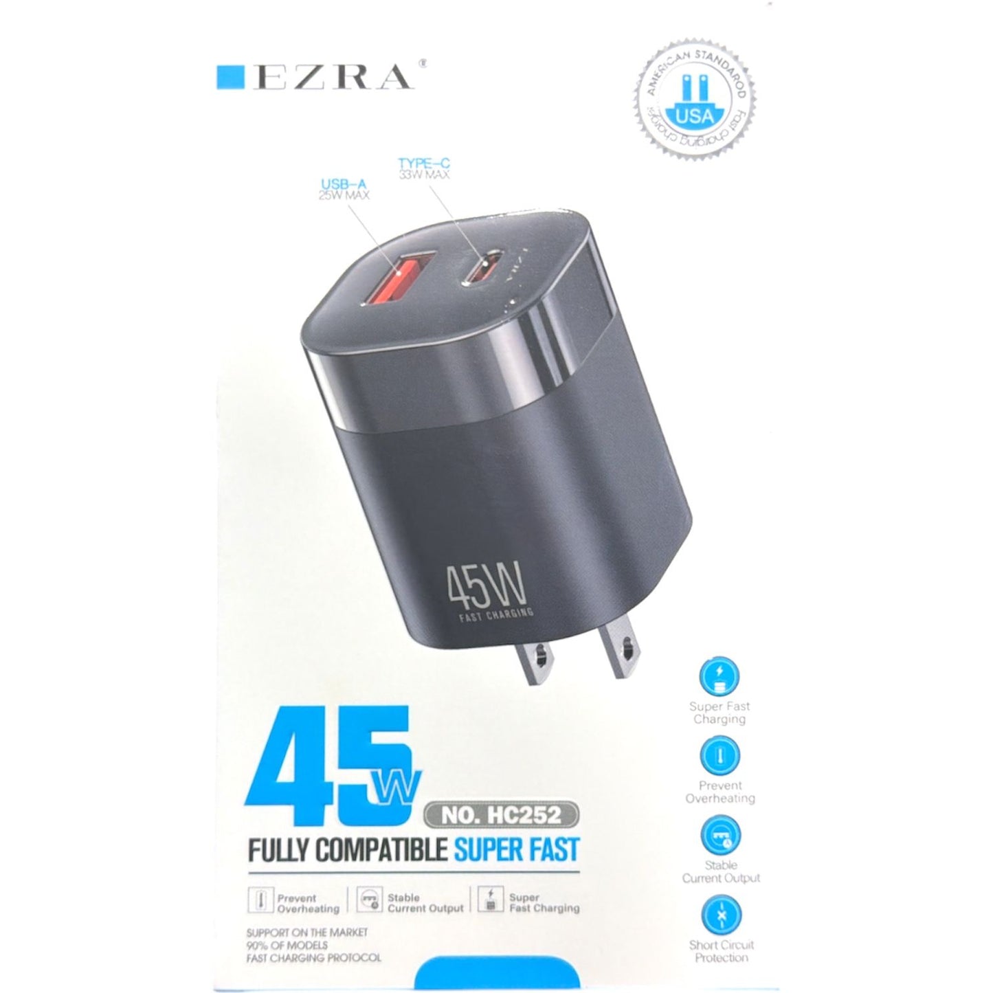 ADAPTADOR DE CORRIENTE Y CARGADOR USB-C 45W GM1223-4A-16
