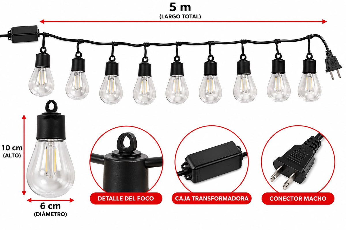 LUCES DECORATIVAS 12LED 5 MTRS QCDS-6382