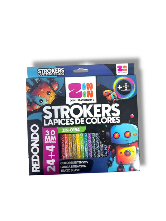 LAPICES DE COLORES STROKERS 24+4 PZAS ZIN-0154
