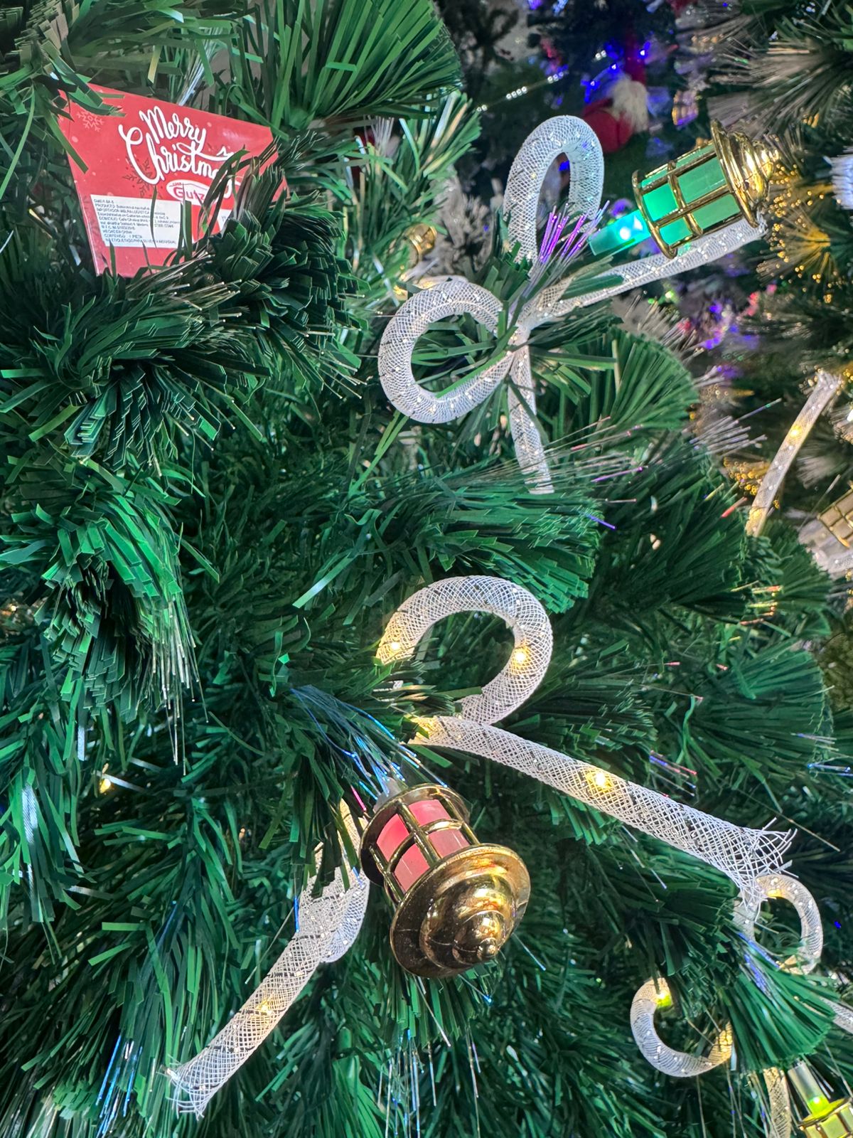 ARBOL DE NAVIDAD 180CM FAROL-MOÑO C/LUZ FIBRA OPTICA GM611-8A-6