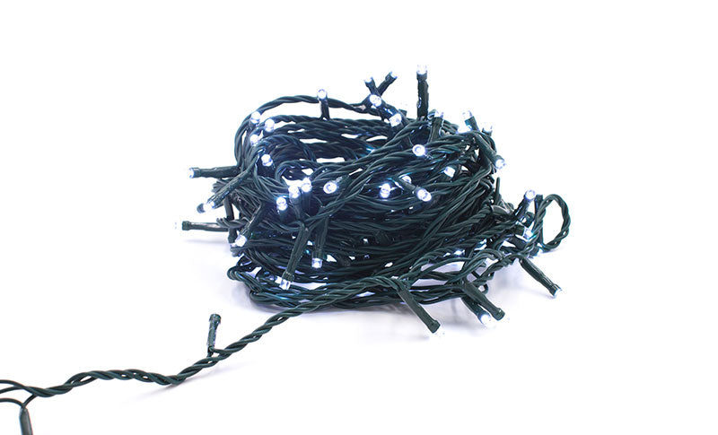Series Led Mágica blanca cable verde, varios tamaños, cajita.