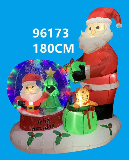 Inflable de Navidad combinación santa y esfera de 180 cm