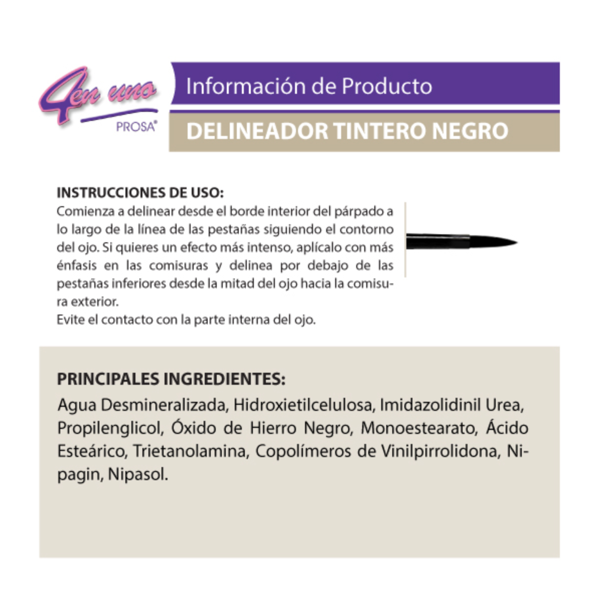 Delineador tintero negro Prosa