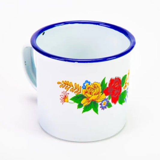 Taza de Peltre Blanca con diseño floral GZ_5589-91
